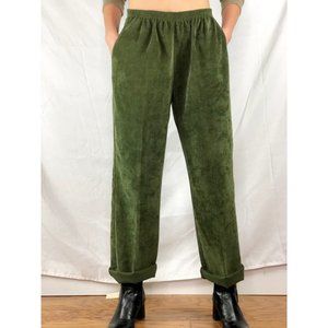 HIGH WAISTED MOSS GREEN CORDUROY